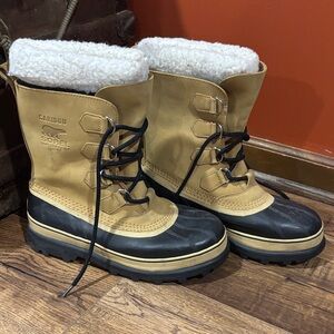Sorel Caribou Boots in Tan and Black